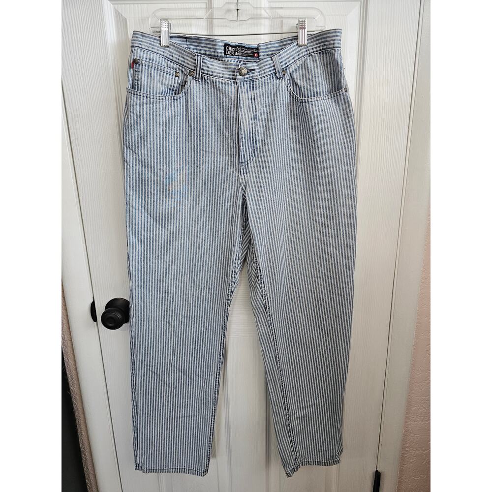 Chico's Denim Pinstripe Straight Leg Cotton Jeans Size 3.0 (US Size 16)
